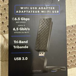 NETGEAR Nighthawk WiFi 7 USB 3.0 Adapter (A9000) – BE6500 Tri-Band Wireless Gigabit Speed (Up to 6.5 Gbps) – 6 GHz Band – Works with Any Router or Mes