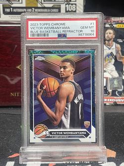Victor Wembanyama 2023-24 Topps Chrome rookie blue refractor spurs #1  PSA 10 
