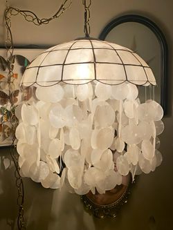 Vintage Capiz MCM/ Hollywood Regency Cascading Swag Lamp