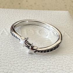 Pandora Shooting Stars Sparkling Ring #192365C01 + PANDORA HINGED BOX & PANDORA POLISHING CLOTH Included + Tag