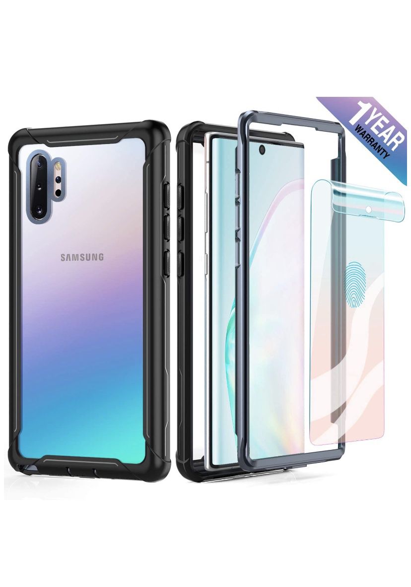 Samsung Galaxy Note 10 Plus Case Full Body Rugged Heavy Duty Clear Bumper Case with Screen Protector, Shock Drop Proof Protective Case Compatible wit