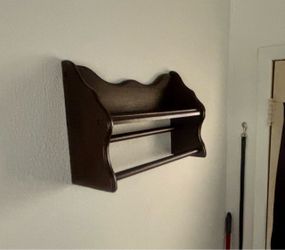 Vintage Dark Wood Wall Shelf