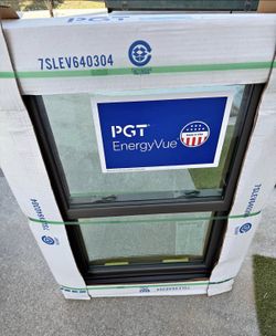 PGT 25 x 37, 25.25 x 37.125. Bronze Impact Window, Single Hung, Hurricane