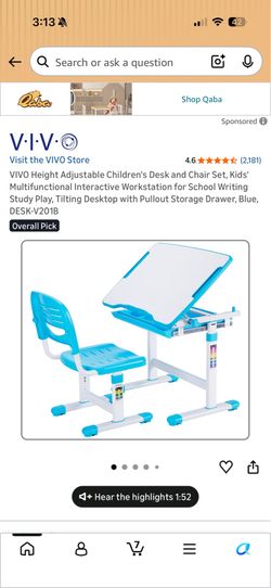 VIVO Height Adjustable Children's Desk and Chair Set