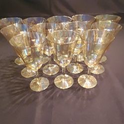Vintage Iridescent Yellow Depression Wine or Water Glasses - SET OF 12
