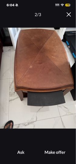 Brown Leather Ottoman Coffee Table