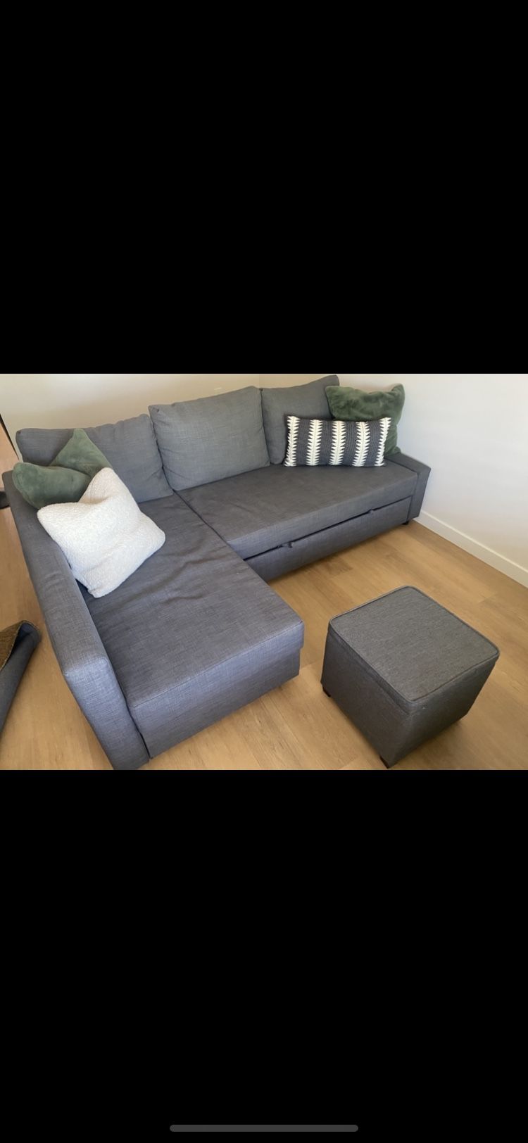 IKEA Sleeper sectional,3 seat w/storage, dark gray