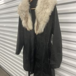 Vintage Leather Fur Jacket Coat S/m 