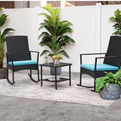 🔥On sale 🔥Flamaker Rocking Chair Outdoor PE Rattan Patio Chairs