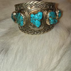 Turquoise And Silver Cuff/Bracelet 