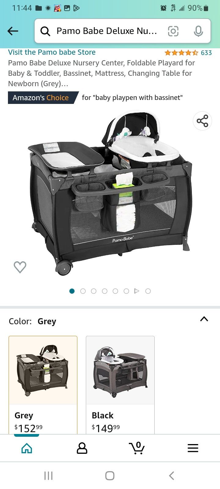 Pamo Babe Deluxe Nursery Center, Foldable Playard for Baby & Toddler, Bassinet, Mattress, Changing Table for Newborn (Grey)