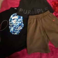 bape shirt and supreme shorts for sale not worn that much worn probably 2x 