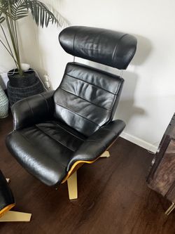 Macy’s Janet Leather Swivel Chair & Ottoman Set