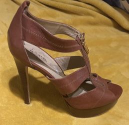 Caramel Brown / Burnt Orange  Michael Kors Zipper Heels