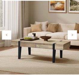 Rectangle Coffee Table with Oak Finish, 2 Drawers for Living Room