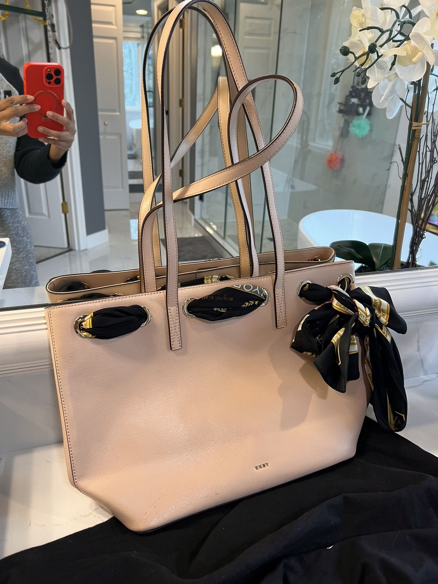 DKNY Large Scarf Tote Light Pink with Dust Bag