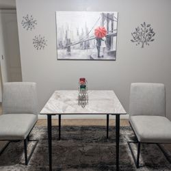 Brand New! Solid Heavy Marble Top w/ Metal Legs & Chairs