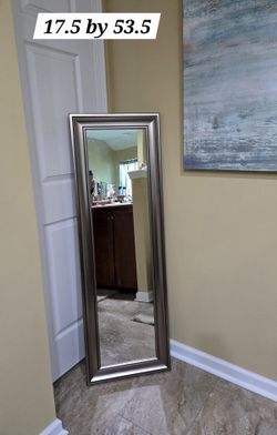 LARGE PEWTER METALLIC FRAMED WALL MIRROR 