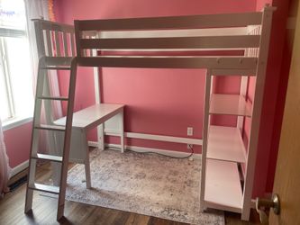 Loft Bed with Desk and Bookshelf