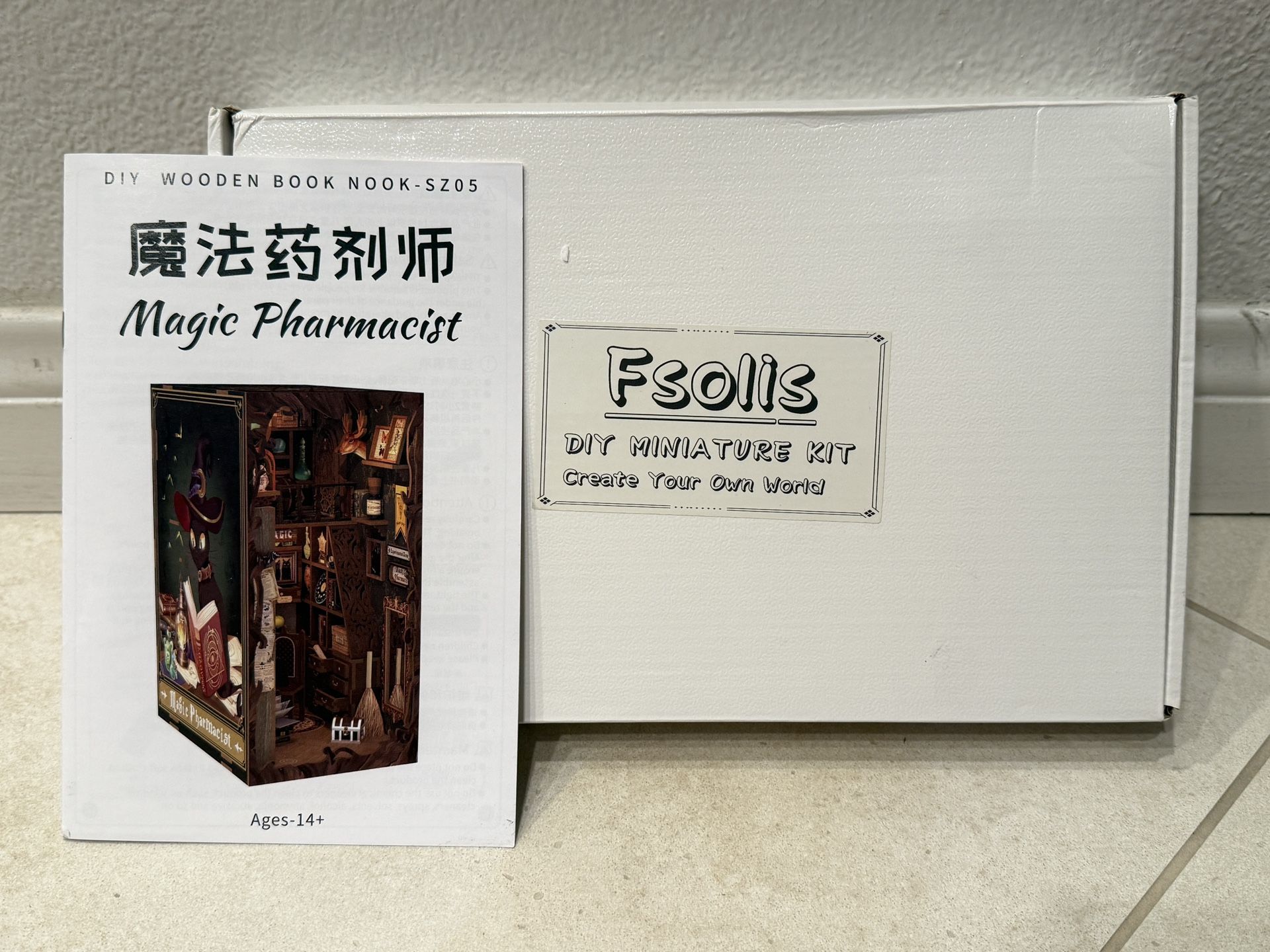 Fsolis Book Nook Kit, DIY Miniature House Kit, 3D Wooden Puzzle for Adults (Magic Pharmacist)