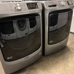 MAYTAG COMMERCIAL QUALITY XL FRONT LOAD STACKABLE WASHER DRYER ELECTRIC SET FREE WARRANTY 