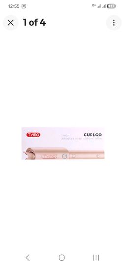 TYMO Cordless Automatic Curling Iron - CurlGo 1" Beach Waves Rotating Wand, Portable Hair Curlers for Travel, Dual Voltage & Rechargeable for Women