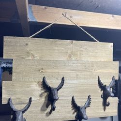 Cast iron antique replica wall hook deer heads