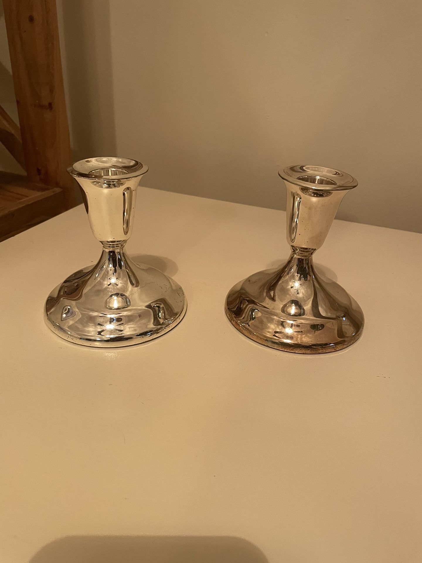 Gold Reflective Candle Holders - 2 Pc