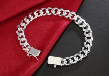 8 inch Cuban Link 925 Silver Bracelet 