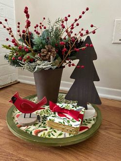 Christmas Tiered Tray Decor Set