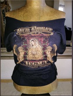 WOMEN'S GUADALUPE "OUR GREAT LEGACY"CUSTOM CUT CROP TOP. CUSTOM CUT TEE BY ME.