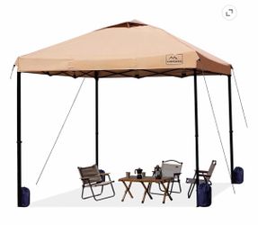 10x10 Pop Up Commercial Canopy Tent - Waterproof & Portable Outdoor Shade with Adjustable Legs, Air Vent, Carry Bag & Sandbags(Khaki)