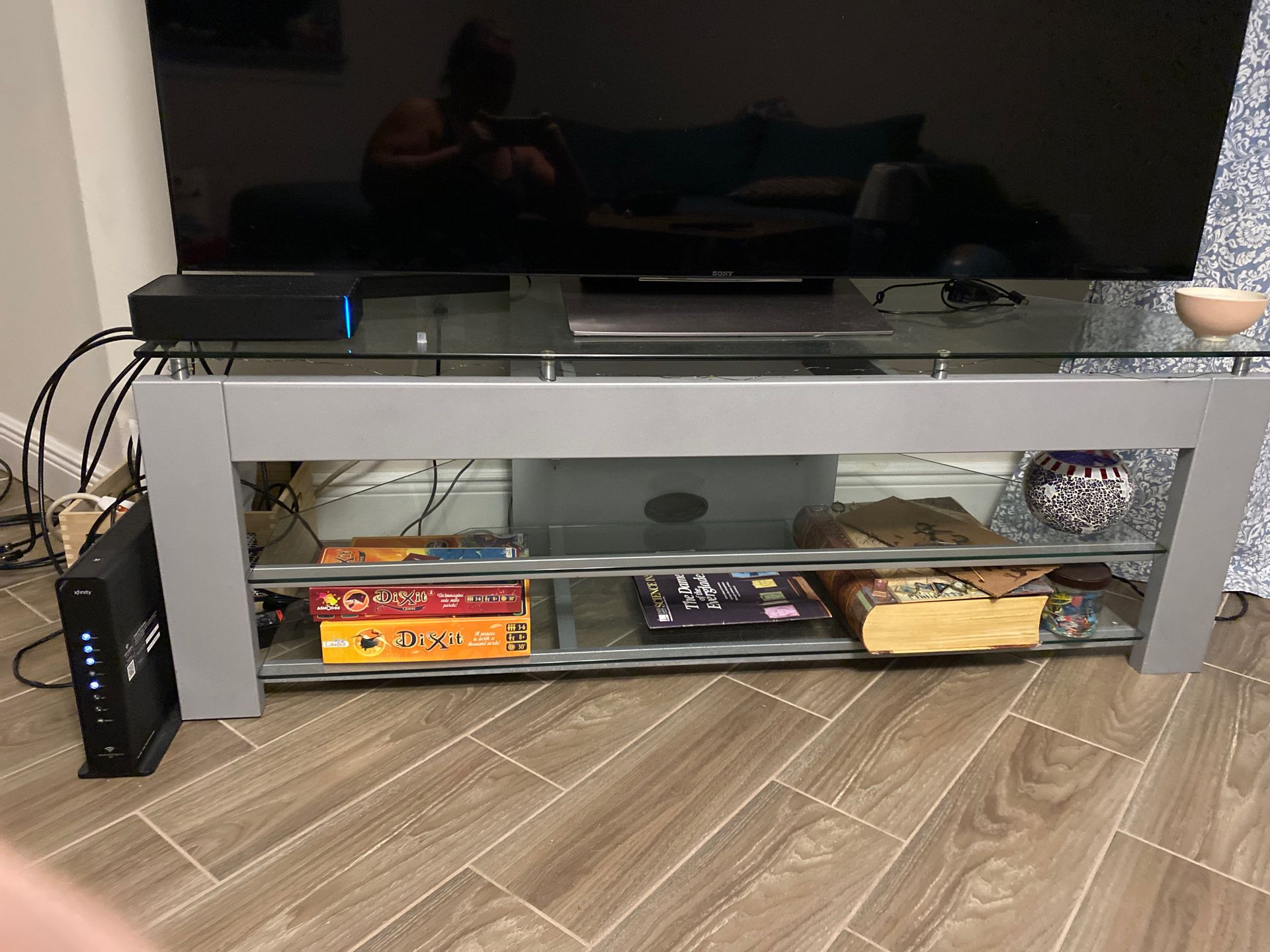 Glass tv stand- Tv not included