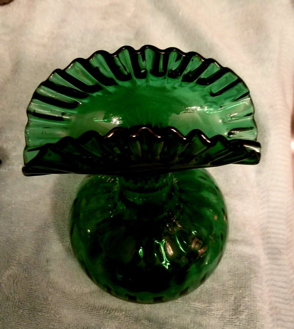 9.5" Tall Emerald green Vase