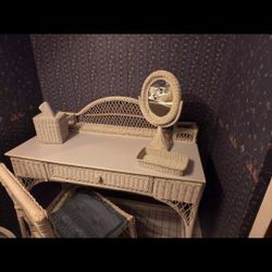 Vintage Wicker Powder Room Set  Chair