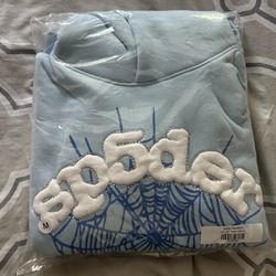 Sp5der Sky Blue Web Hoodie Size/M
