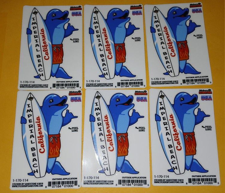 Imperial Beach California Stickers Total 6