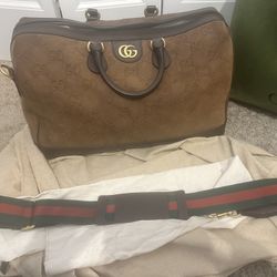 NEW GUCCI Limited Edition SOLD OUT GUCCI  GG SUEDE Duffle Bag in Brown