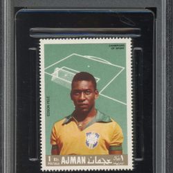 Pele 1968 Ajman Stamps Football PSA EX 5