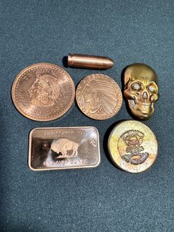 Copper Rounds, Bar, and Novelty Lot
