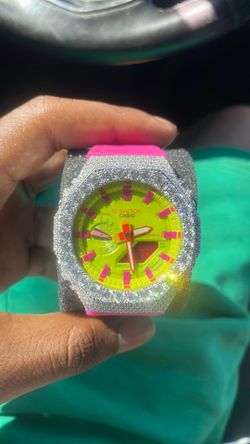 Casio G-SHOCK Analog-Digital Octagon Shock-Resistant 200m Green Dial Pink