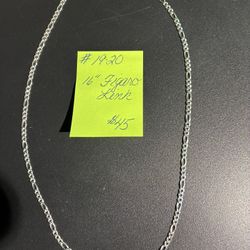 16” Sterling Silver Figaro Link Chain