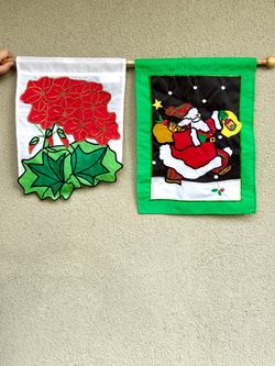 Vintage 1(contact info removed)s Christmas Mini Garden Flags Set of 4