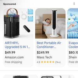 Portable Air Conditioner With 2 Ice Packs, 2 Spray Ports, 1200ml Water Tank, 120°Oscillating, 3 Speeds, Quiet Portable AC Units, 7H Timer, Cooling Fan