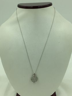925 STER Silver CZ Round Pendant Necklace 18.75”