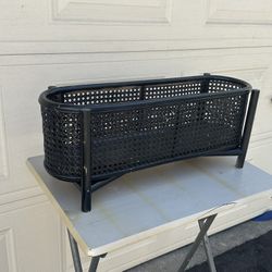 Vintage Cane Basket Plant Holder   