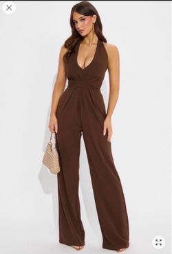 Brown halter jumpsuit size small