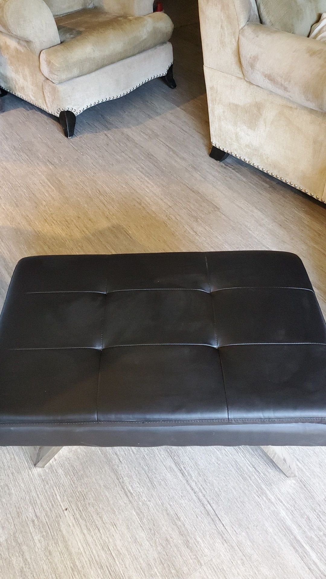 Black Leather Ottoman