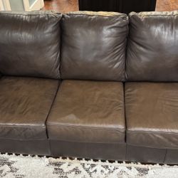 LEATHER COUCH AND CHAIR