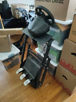 Racing Wheel Stand with Steering Wheel and Pedals
